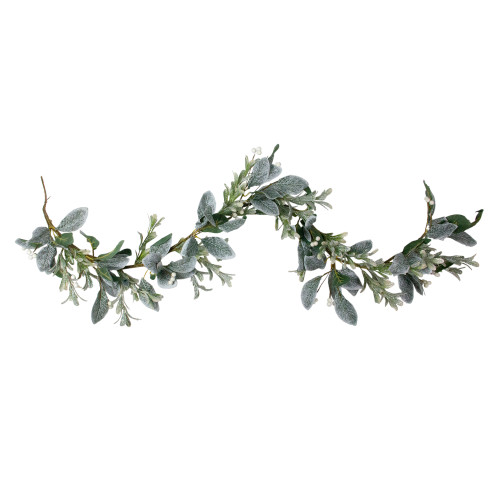 Iced Leaves and Winter Berries Artificial Christmas Garland - 5' x 6" - Unlit
