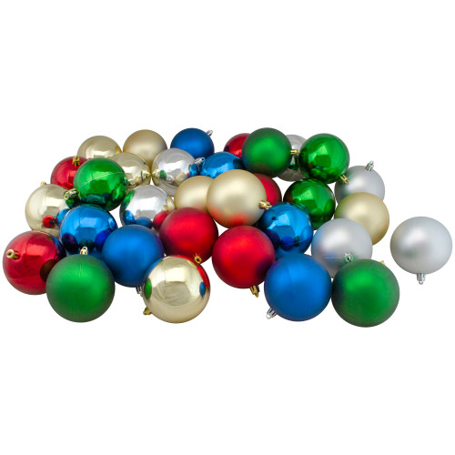 Shatterproof 2-Finish Christmas Ball Ornaments 2.5" (60mm) - Traditional Multi-Colored - 60ct