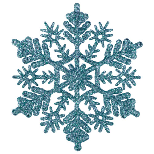 Glitter Snowflake Christmas Ornaments - 4" - Turquoise Blue - 24ct