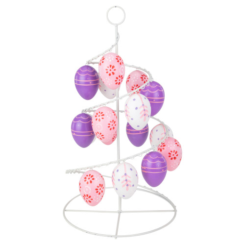 Floral and Striped Easter Egg Tree - 14.25" - Purple/Pink