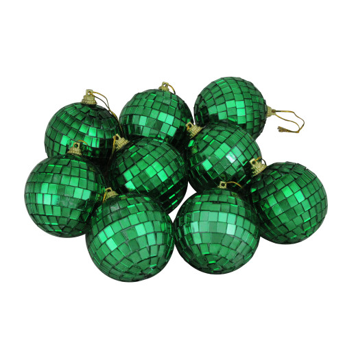 Mirrored Disco Ball Christmas Ornaments - 2.5" (60mm) - Green - 9ct