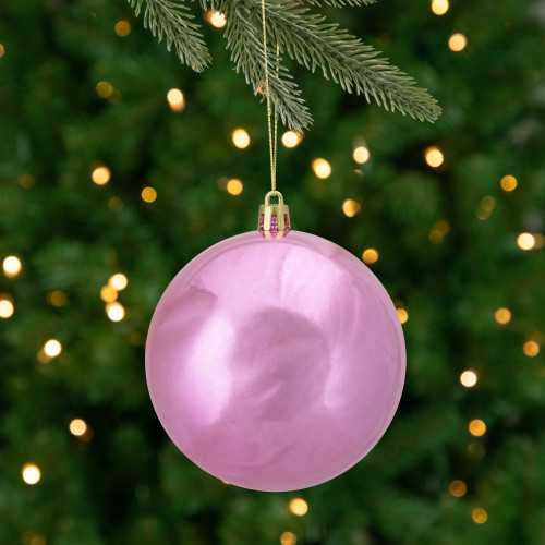 Shiny Bubblegum Pink Shatterproof Christmas Ball Ornament 4" (100mm)