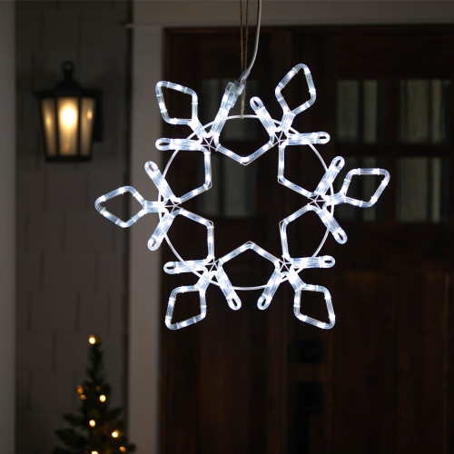LED Rope Light Snowflake Christmas Decoration - 24" - Pure White Lights