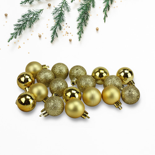 18ct Vegas Gold Shatterproof 4-Finish Christmas Ball Ornaments 1.25" (30mm)