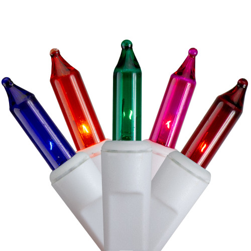 Mini Icicle Christmas Lights - Multi-Color - 9.5' White Wire - 300ct
