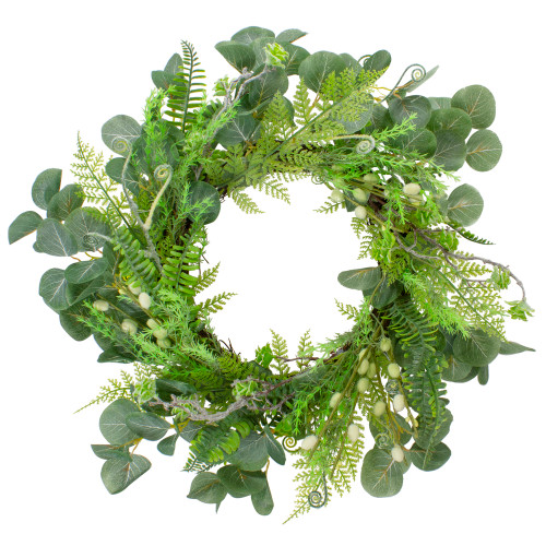 Eucalyptus and Foliage Springtime Floral Wreath - Green - 20"