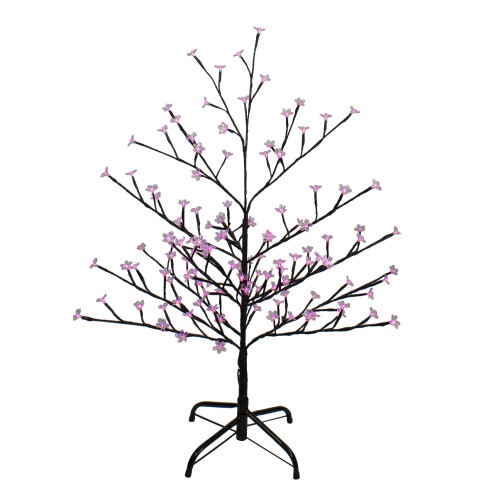 4' Pre-Lit Sakura Cherry Blossom Flower Artificial Tree - Pink LED Lights