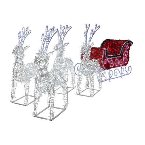 14.75' Pre-Lit Commercial Size 3D Reindeer and Sleigh Christmas Outdoor Decoration