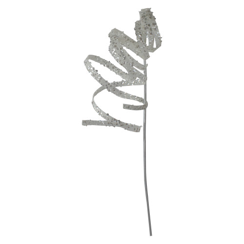 Glittered Curly Christmas Spray - 19" - White