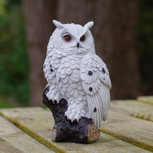 Glittered Owl Perched on a Branch Statue - 6"