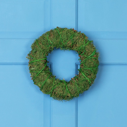 Green Moss and Twig Artificial Spring Wreath, 12-Inch