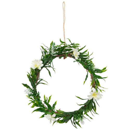 9-in Mini Floral and Foliage Spring Wreath Yellow