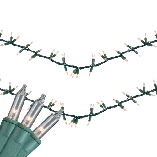 Commercial Mini Christmas Garland Lights - Clear - 18' Green Wire - 300ct