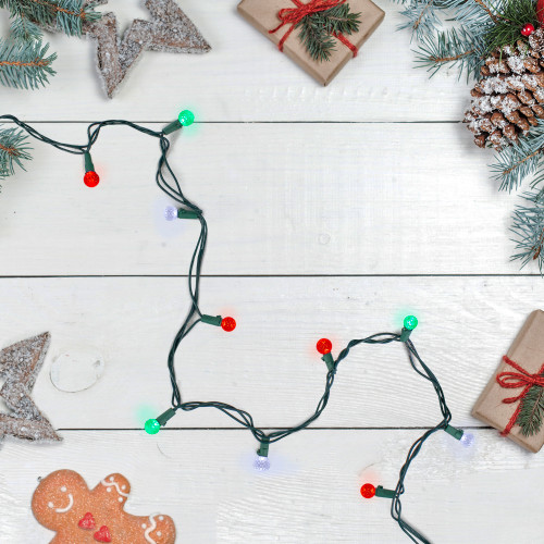 50ct LED G12 Red Green and White Berry Christmas Lights - 15.9' Green Wire