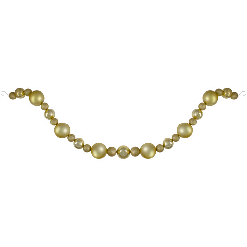 3-Finish Shatterproof Ball Christmas Garland - 6' x 4" - Gold - Unlit