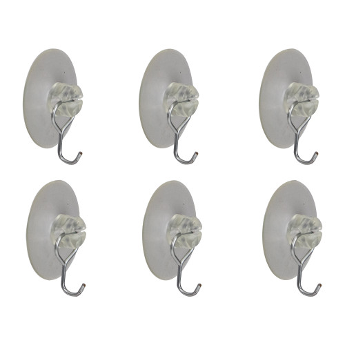 Pack of 6 Clear Suction Cups with Hook 1.25"