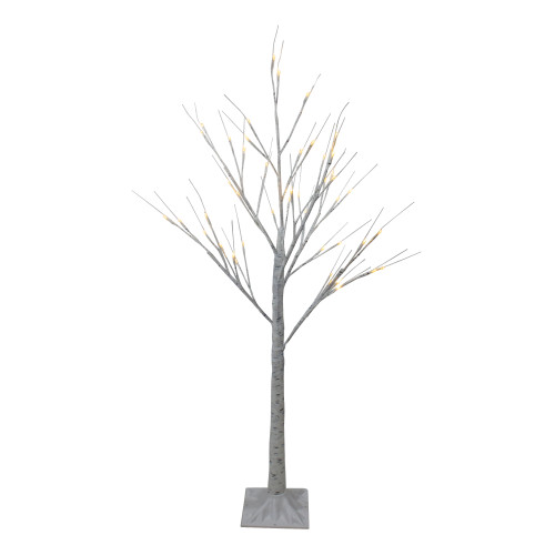 4' LED Lighted White Birch Tree Outdoor Decoration - White Lights