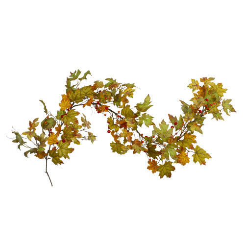 Maple Leaves and Berries Artificial Fall Harvest Garland - 5' x 6" - Unlit