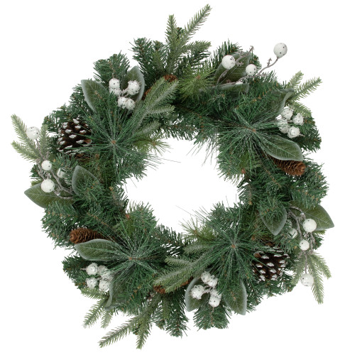 Real Touch™ Frosted Mixed Pine Artificial Christmas Wreath - 24" - Unlit