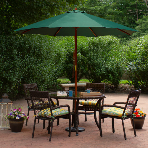 8.5ft Outdoor Patio Market Umbrella with Wooden Pole, Green