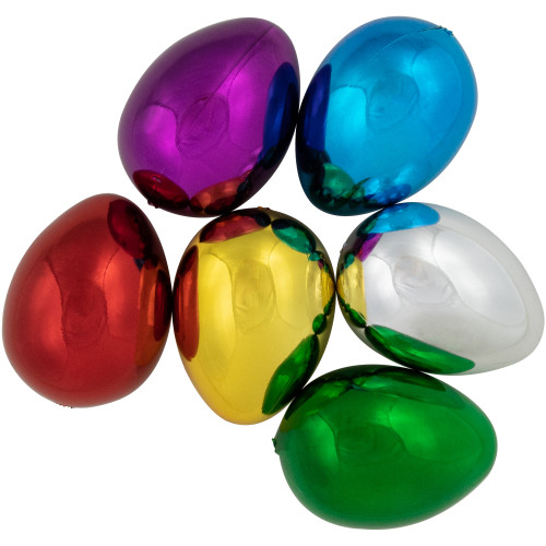 3.5" Multicolor Metallic Easter Egg Decorations - Set of 6