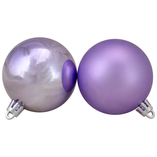 Shatterproof 2-Finish Christmas Ball Ornaments - 2.5" (60mm) - Lavender - 60ct