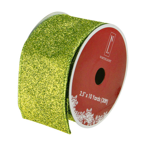 Shimmering Solid Christmas Wired Craft Ribbon - 2.5" x 10 Yards - Lime Green