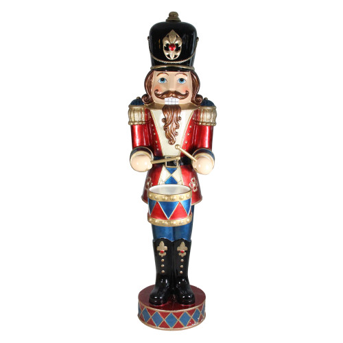 60.5" Red and Black LED Animated Musical Drumming Christmas Nutcracker