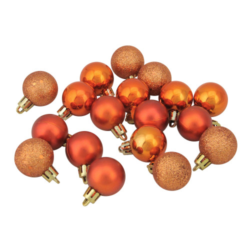 18ct Orange Shatterproof 4-Finish Christmas Ball Ornaments 1.25" (30mm)