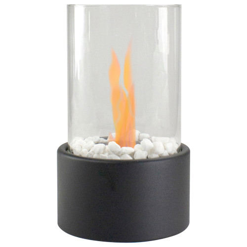 Bio Ethanol Round Portable Fireplace with Black Base - 10.5"