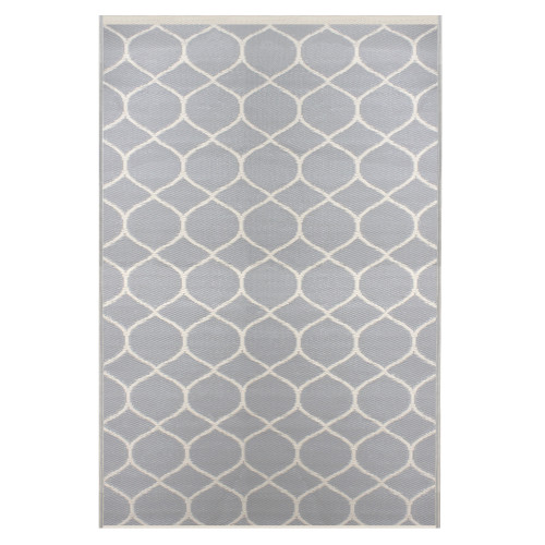 4' x 6' Gray and Beige Honeycomb Pattern Rectangular Outdoor Area Rug
