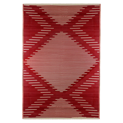 4' x 6' Red and Beige Southwestern Pattern Rectangular Outdoor Area Rug