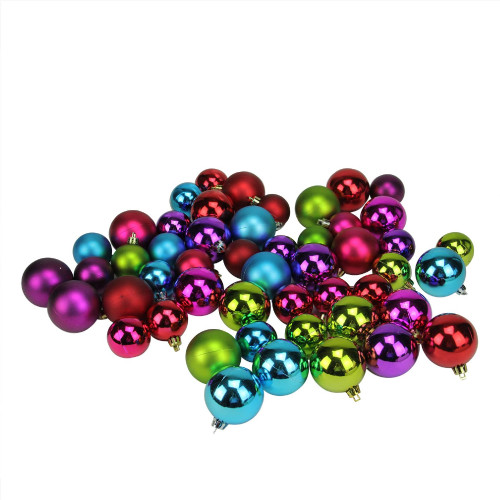 Jewel Tone Shatterproof Christmas Ball Ornaments - 1.5" to 2" (40-50mm) - Multi - 50ct