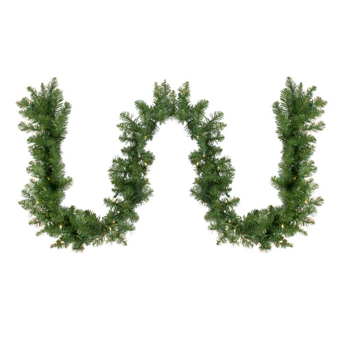 Pre-Lit Buffalo Fir Commercial Christmas Garland - 50' x 10" - Warm White LED Lights
