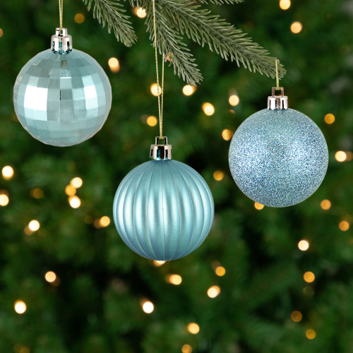 Shatterproof 3-Finish Christmas Ball Ornaments - 2.5" (60mm) - Ocean Blue - 100ct