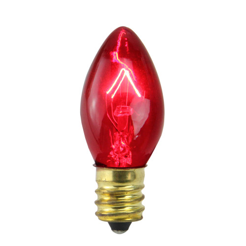 Transparent C7 Incandescent Christmas Replacement Bulbs - Red - Pack of 25