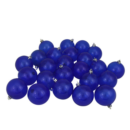 32ct Blue Shatterproof Transparent Christmas Ball Ornaments 3.25" (80mm)
