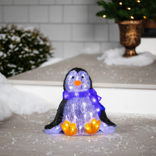 LED Lighted Commercial Grade Acrylic Baby Penguin Outdoor Christmas Decoration - 11.25"