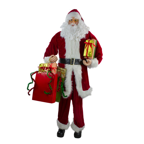 72" Red and White Santa Claus with Shopping Bags Christmas Figure Decoration