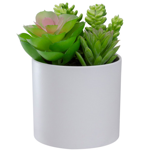 5.5" Mixed Artificial Succulent Arrangement in a White Pot