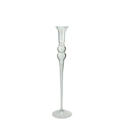 16.25" Clear Transparent Glass Taper Candle Holder