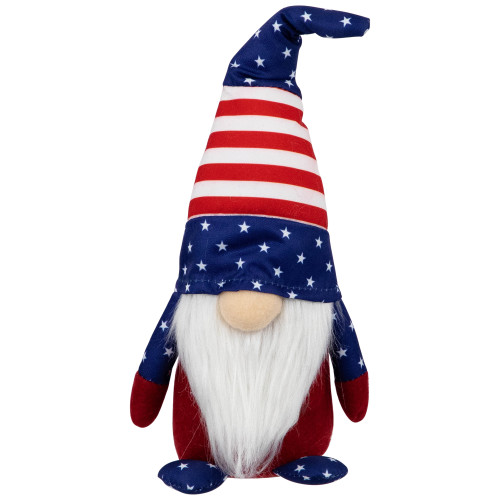 Patriotic Gnome with Stars and Stripes - 9.5" - Red, White and Blue