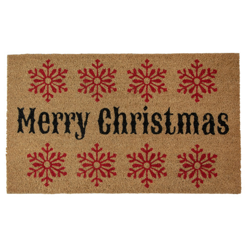 Natural Coir Merry Christmas Snowflake Doormat 18" x 30"