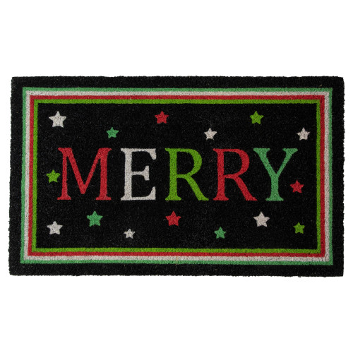 Black Coir "Merry" Christmas Doormat 18" X 30"