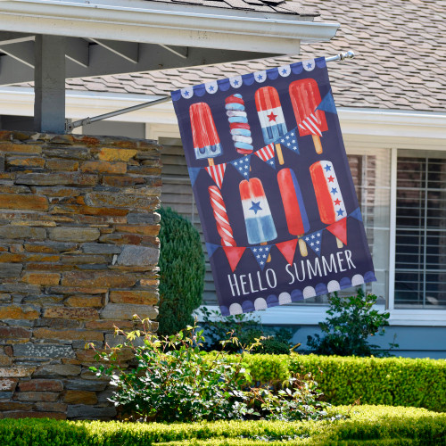 Hello Summer Americana Ice Pop Outdoor House Flag - 28" x 40"