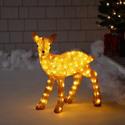 LED Lighted Commercial Grade Acrylic Baby Reindeer Outdoor Christmas Decoration - 23"
