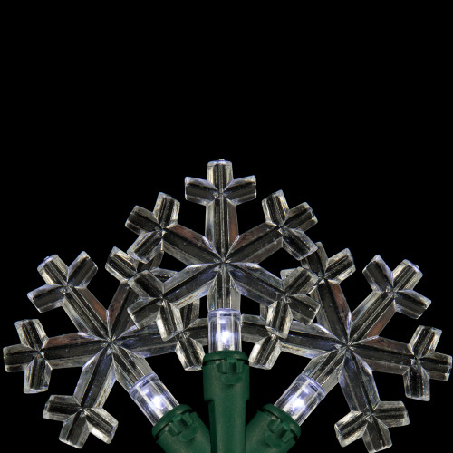 LED Snowflake Christmas String Lights - Pure White - 4.5' Green Wire - 20ct