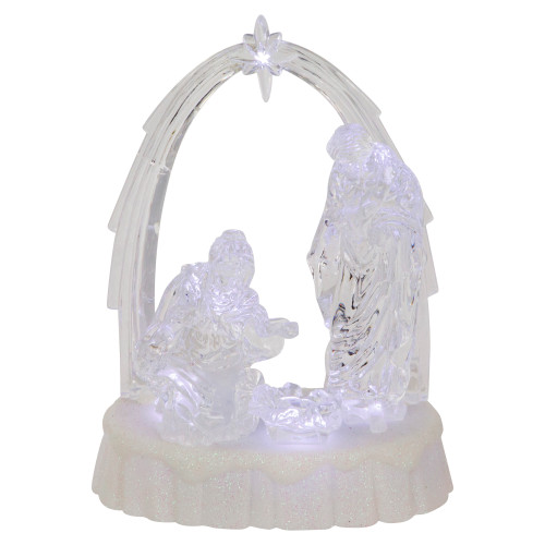 LED Lighted Musical Icy Crystal Nativity Scene Christmas Decoration - 7"