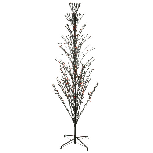 Pre-Lit Cascade Outdoor Halloween Twig Tree - 4' - Black - Orange Lights