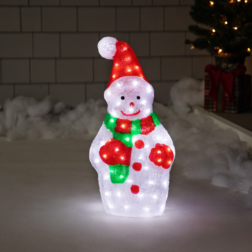 LED Lighted Commercial Grade Acrylic Snowman Outdoor Christmas Decoration - 24"